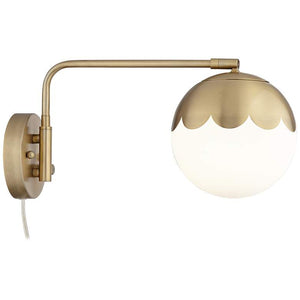 Kelowna Brass Globe Plug-In Swing Arm Wall Lamps Set of 2 with Cord Covers