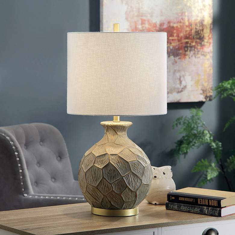 Portsmouth Round Molded Textured Gold Vase Table Lamp