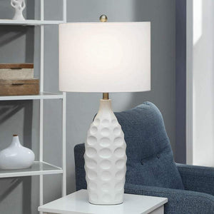 Bristol Ivory Dimpled Molded Vase Table Lamp