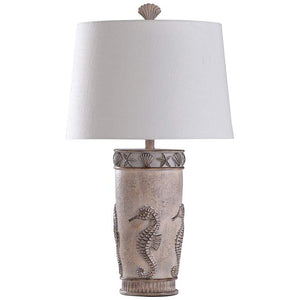 Sea Horse and Shell Distressed Rustic Plum Table Lamp