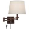 Vero Brushed Nickel Modern Swing Arm Plug-In Wall Lamp with USB Port