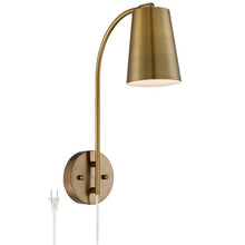 Sully Warm Brass Plug-In Wall Lamp