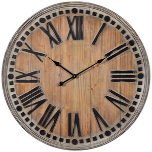 Cooper Classics Linden Natural Wooden 31 1/2" Round Clock