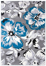 Gray/Grey Teal Blue White Floral Area Rugs