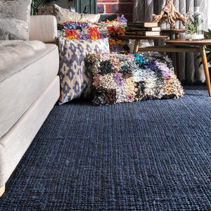 Chunky Loop Navy Blue   Jute Rug - Multiple sizes available