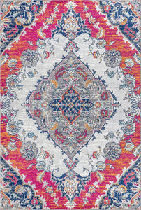 Bohemian FLAIR Boho Vintage Medallion Blue/Multi. Soft Area Rug