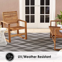 Geometric Black Grey Indoor/Outdoor Area Rug - UV/Weather Resistant