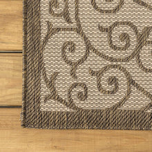 Madrid Vintage Filigree Textured Weave Indoor/Outdoor Beige/Brown Area Rug