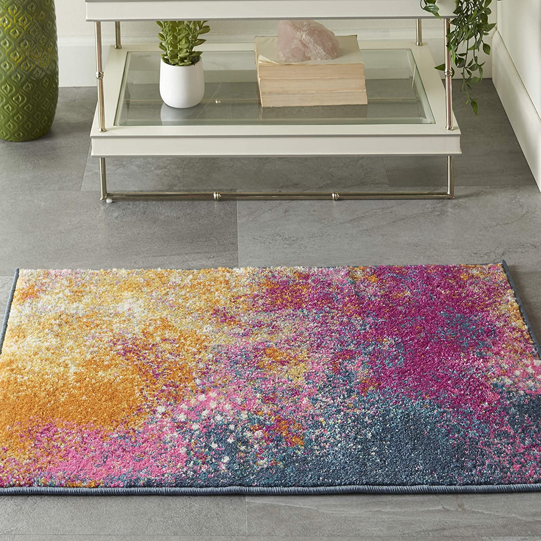 Modern Abstract Colorful Sunburst Area Rug