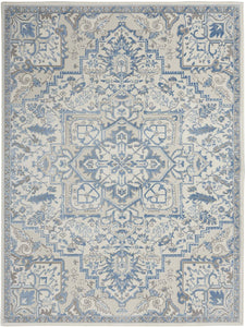 Persian Floral Traditional Ivory Blue Soft Area Rug