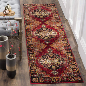 Oriental Antiqued Red and Multi Area Rug