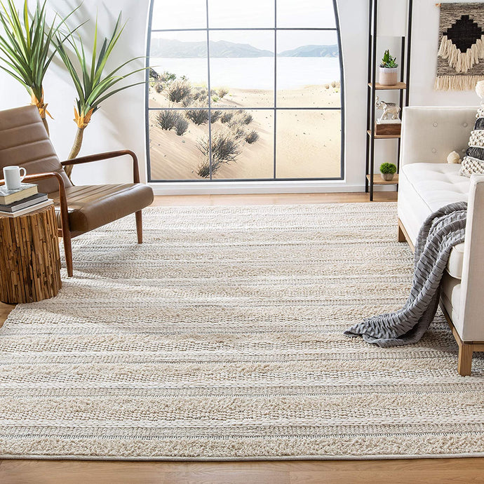 Ivory Handmade Cotton Area Rug