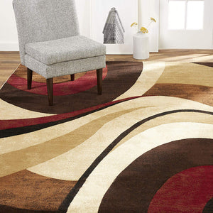 Contemporary Abstract Brown Red Soft Area Rugs