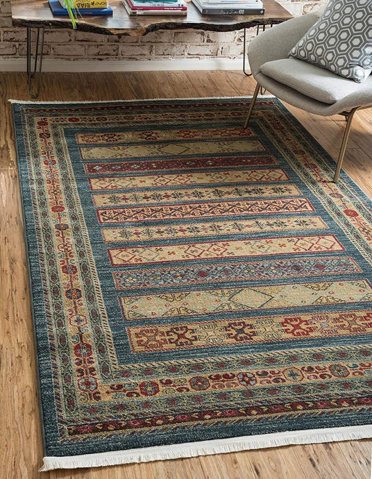 Tribal Pattern Blue Soft Area Rug