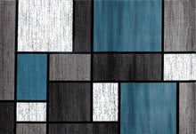 Box Pattern Gray/Grey Blue White Area Rug