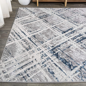 Slant Modern Abstract Gray/Blue Soft Area Rug