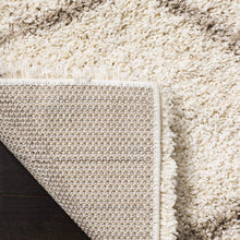 Moroccan Pattern Ivory Beige Plush Shag Area Rug