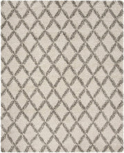 SAFAVIEH Hudson Shag Collection Moroccan Trellis Non-Shedding Living Room Bedroom Dining Room Entryway Plush 2-inch Thick Runner, , Ivory / Grey