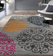 Contemporary Modern Floral Area Rug  Black