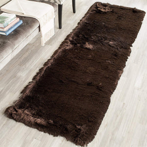 Premium Handmade Silken Chocolate Plush Shag Area Rug