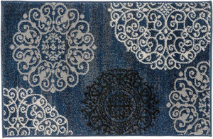 Contemporary Modern Floral Area Rug  Black