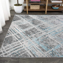 Slant Modern Abstract Gray/Blue Soft Area Rug