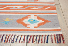 Tribal Cotton Area Rug Ivory Grey