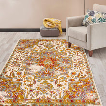 Traditional Distressed Cream Multi-color Area Rug