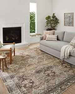 Amber Lewis x Loloi Billie Collection BIL-01 Ink / Salmon, Traditional 7'-6" x 9'-6" Area Rug