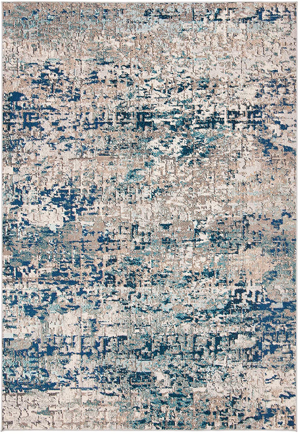 Modern Contemporary Abstract Runner, Grey/Blue