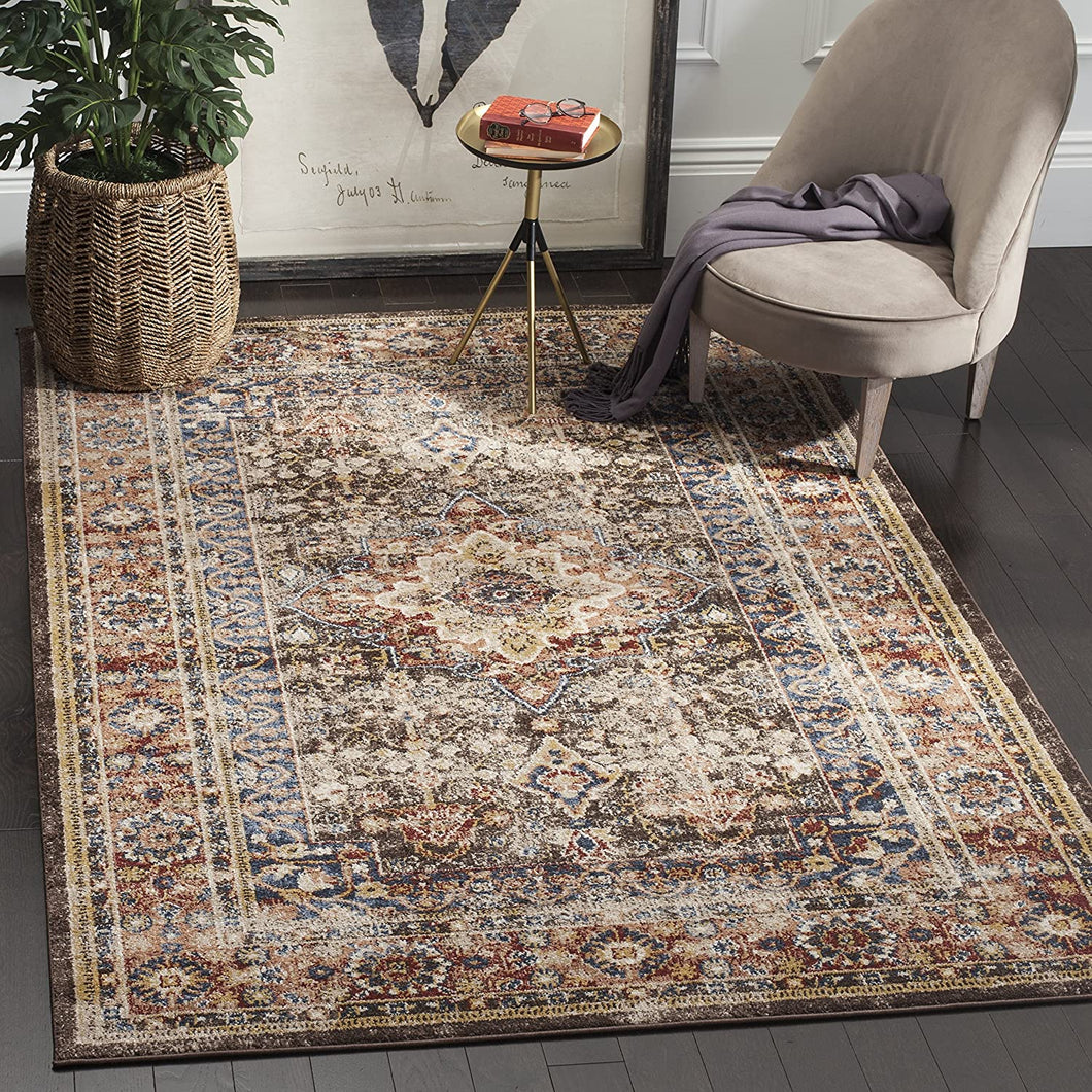 Traditional Oriental Distressed Brown / Rust Area Rug