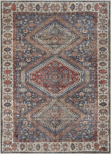 Ripon Red Blue Vintage Distressed Persian Area Rug