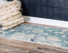 Coastal Modern Coral Lobster Shells Soft Area Rug, Light Blue/Beige