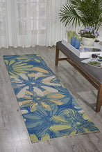 Floral Blue Yellow Indoor/Outdoor Blue Area Rug