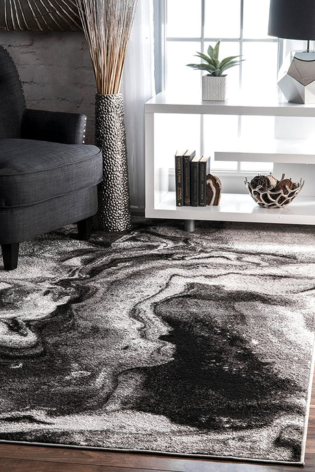 Abstract Grey Soft Area Rug