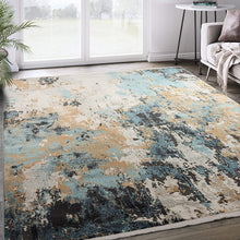 Modern Green, Blue & Grey Abstract Area Rug