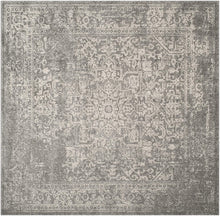 Vintage Oriental Silver and Ivory Square Area Rug