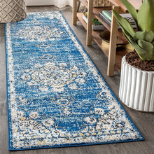 Bohemian FLAIR Boho Vintage Medallion Blue/Cream Soft Area Rug