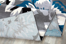 Gray/Grey Teal Blue White Floral Area Rugs