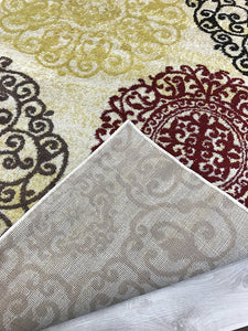 Floral Cream Brown Red Area Rugs