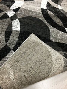 Gray Black White Circles Area Rug