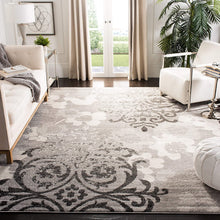 Silver and Ivory Contemporary Chic Damask Soft Area Rug
