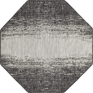 Outdoor Modern Collection Distressed Gradient Transitional Charcoal Gray Area Rug