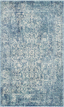 Vintage Oriental Blue and Ivory Soft Area Rug