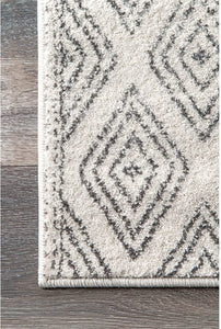 Diamond Pattern Ivory Grey Soft Area Rug