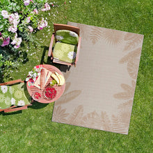 Modern Exotic Tropical Leaf Area Rugs for Indoor Outdoor - Beige / White