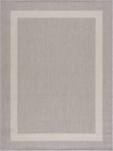 Modern Area Rugs for Indoor/ Outdoor Bordered - Grey / White