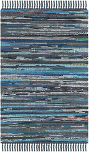 Hand Woven Ink and Multi Cotton Area Rug
