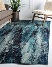 Bright Abstract Blue Soft Area Rug