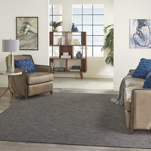 Flat-Weave Indoor/Outdoor Charcoal Soft Area Rug